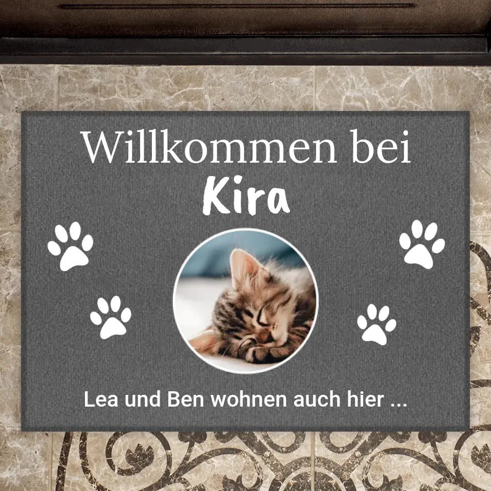 Personalisierte Fußmatten mit Katzenfoto und Namen