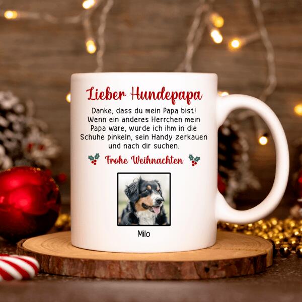 Lieber Hundepapa / Hundemama Weihnachten - Tasse mit Foto