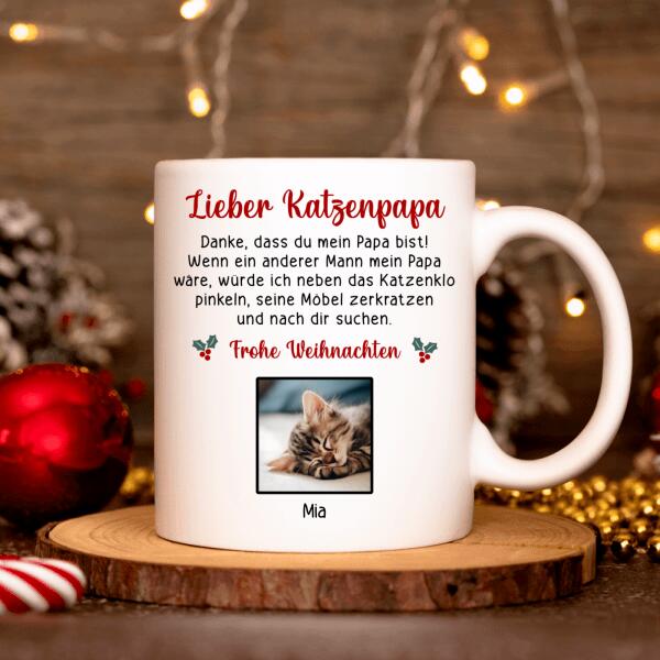 Lieber Katzenpapa / Katzenmama Weihnachten - Tasse mit Foto