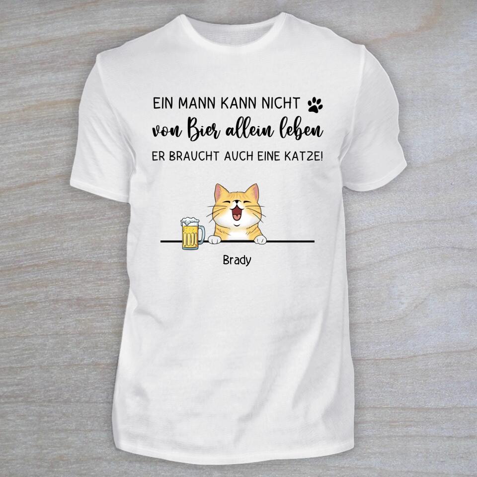 Bier und Katze - Personalisiertes T-Shirt