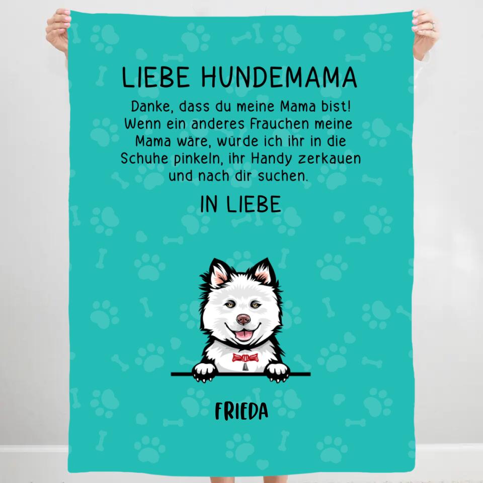 Liebe Hundemama - Personalisierte Decke