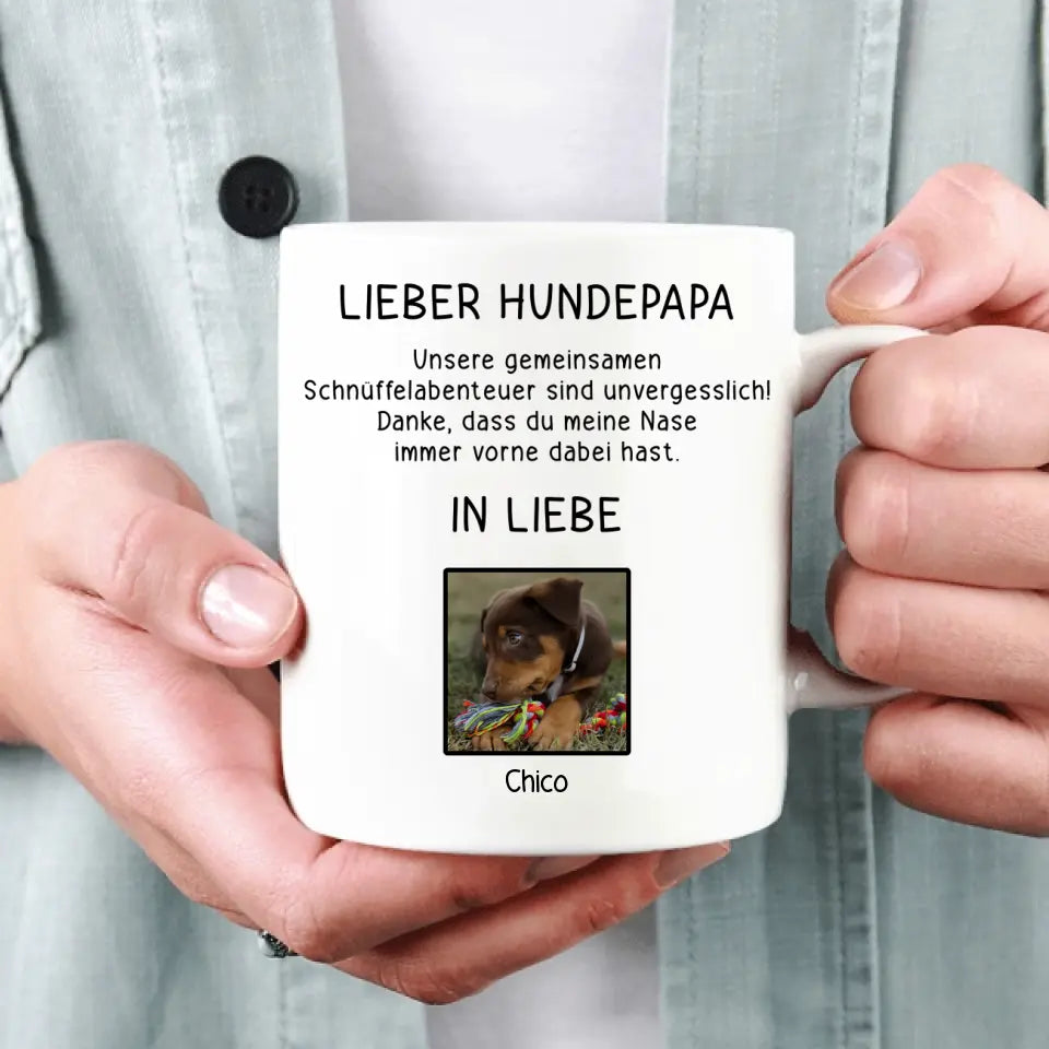 Schnüffelabenteuer - Personalisierte Tasse mit Foto