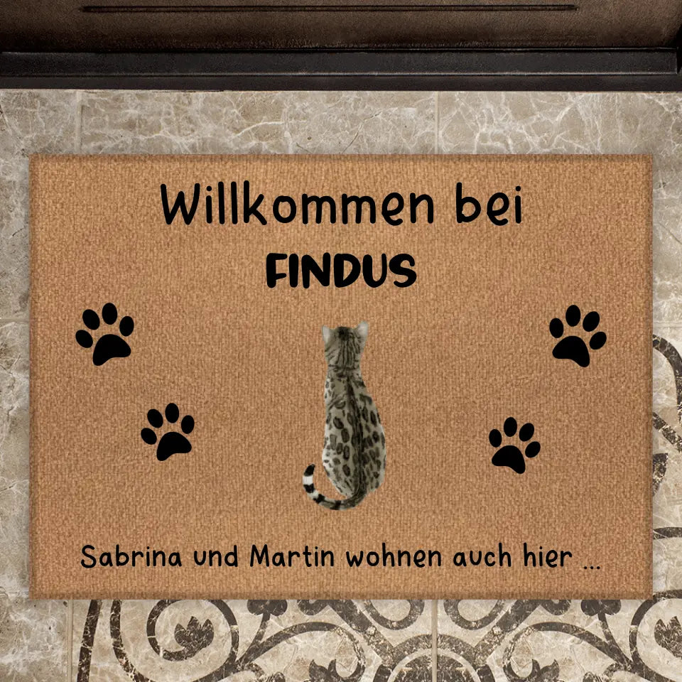 Willkommen - Personalisierte Katzen Fußmatte