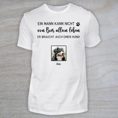 Bier und Hund - Personalisiertes T-Shirt mit Foto