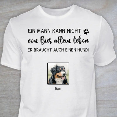 Bier und Hund - Personalisiertes T-Shirt mit Foto