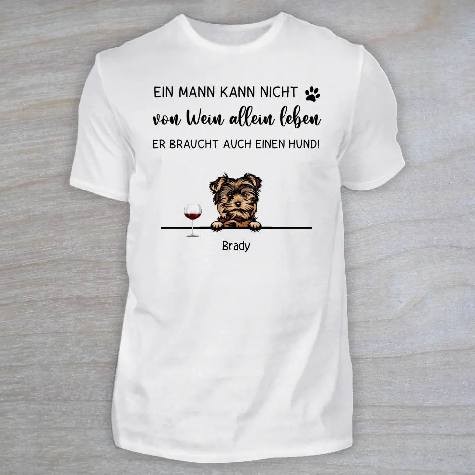 Wein und Hund - Personalisiertes T-Shirt