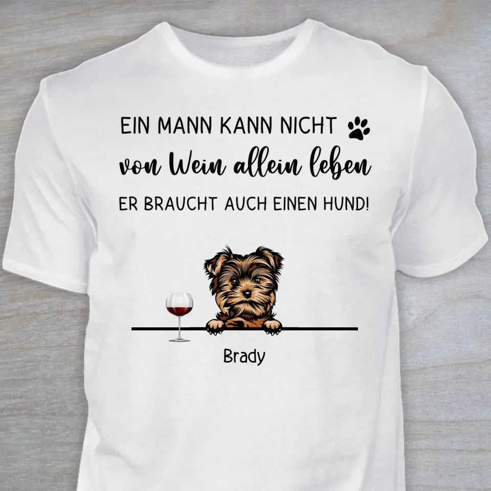 Wein und Hund - Personalisiertes T-Shirt