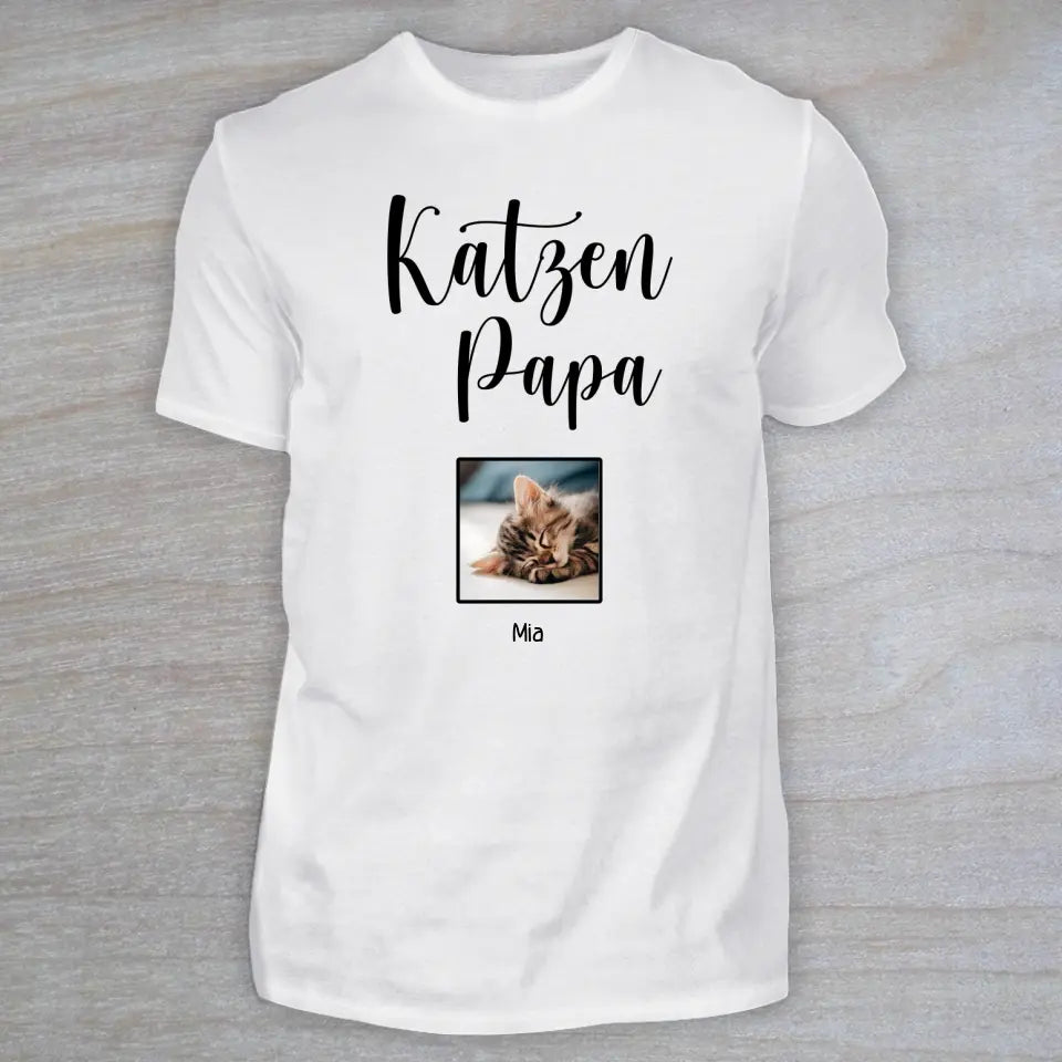 Katzenpapa (oder -mama) - Personalisiertes T-Shirt mit Foto