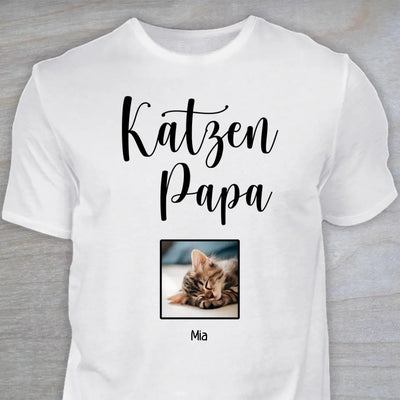 Katzenpapa (oder -mama) - Personalisiertes T-Shirt mit Foto