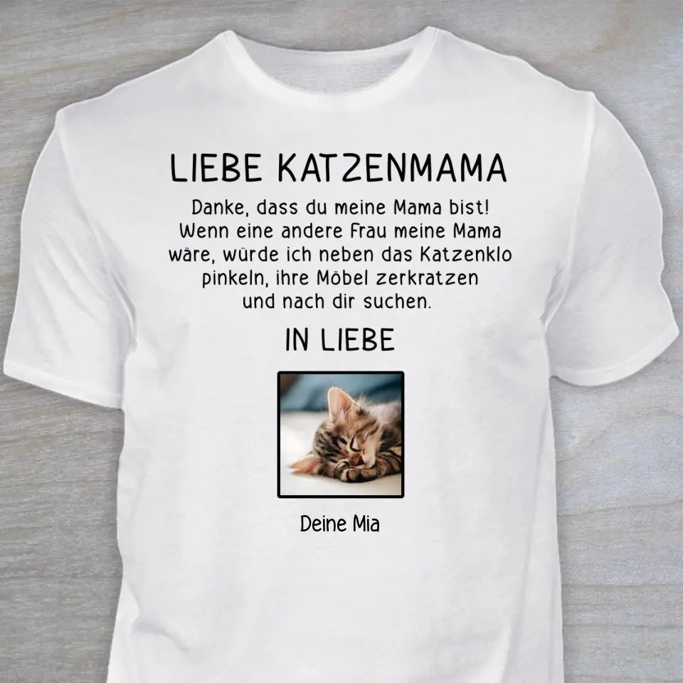 Liebe Katzenmama - Personalisiertes T-Shirt