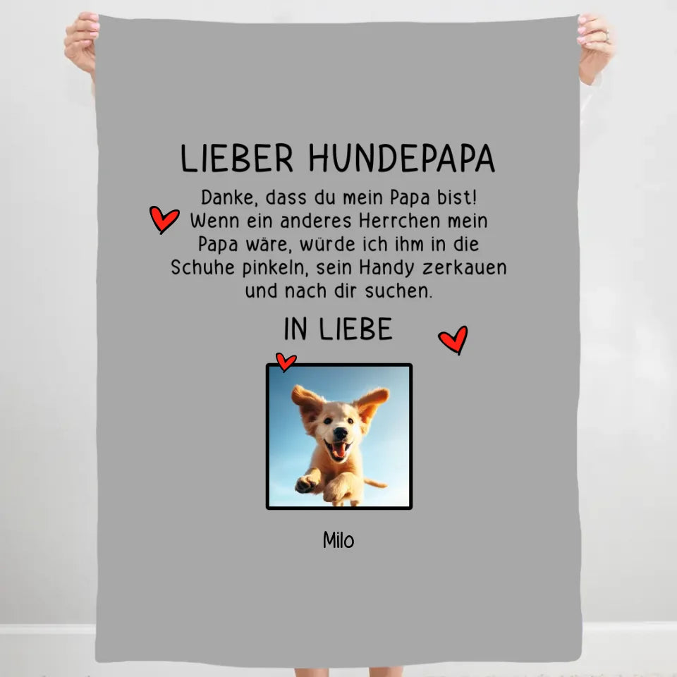 Lieber Hundepapa - Decke mit Foto